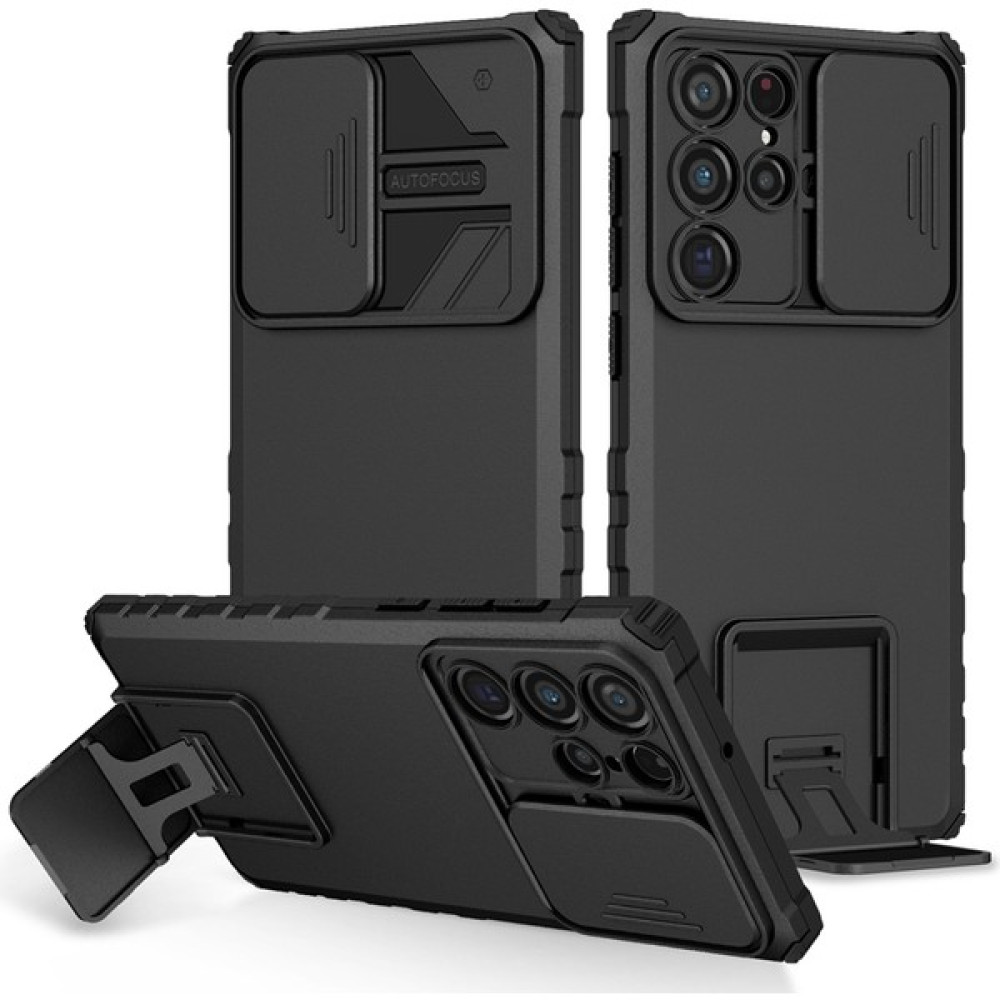Mooncase Samsung Galaxy S22 Ultra Pc + Yumuşak Tpu Kamera Sürgülü Pencere Koruyucu Kılıf - Beyaz (Yurt Dışından) - Siyah Cep Telefonu Kılıfı Fiyatı