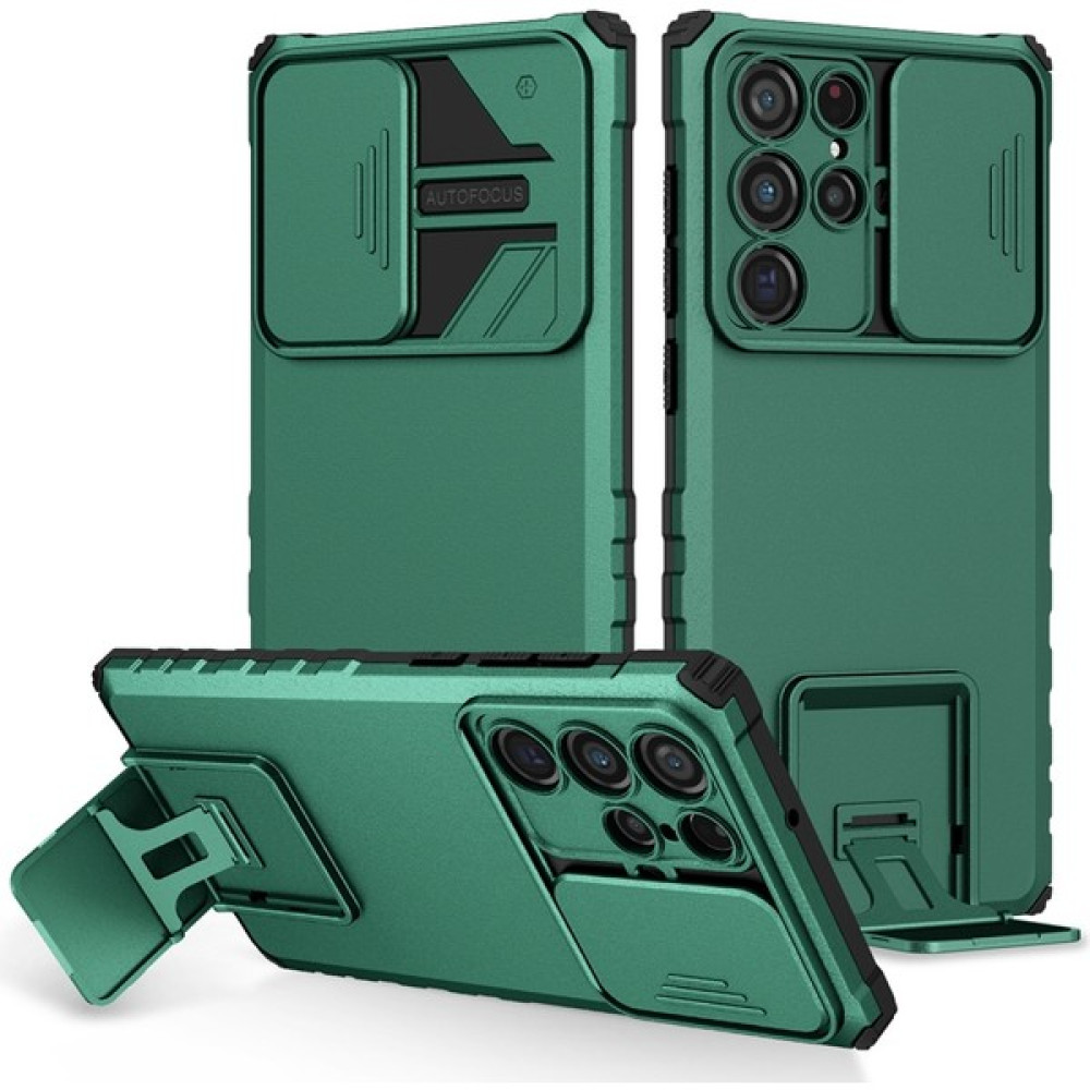 Mooncase Samsung Galaxy S22 Ultra Pc + Yumuşak Tpu Kamera Sürgülü Pencere Koruyucu Kılıf - Beyaz (Yurt Dışından) - Yeşil Cep Telefonu Kılıfı Fiyatı