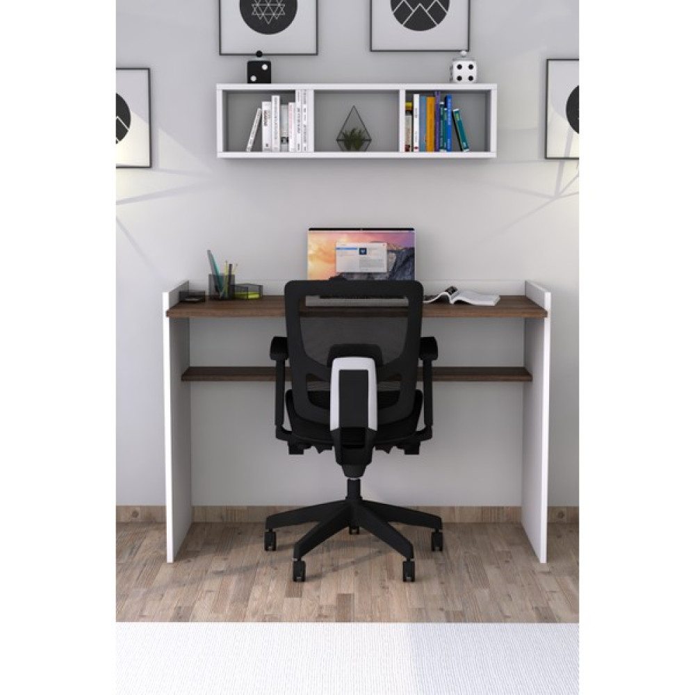Moonlife 118 cm Sera Çalışma Masası Duvar Raflı Beyaz Ceviz - Meşe - Y: 80 cm D: 52 cm G: 118 cm Çalışma Masası Fiyatı
