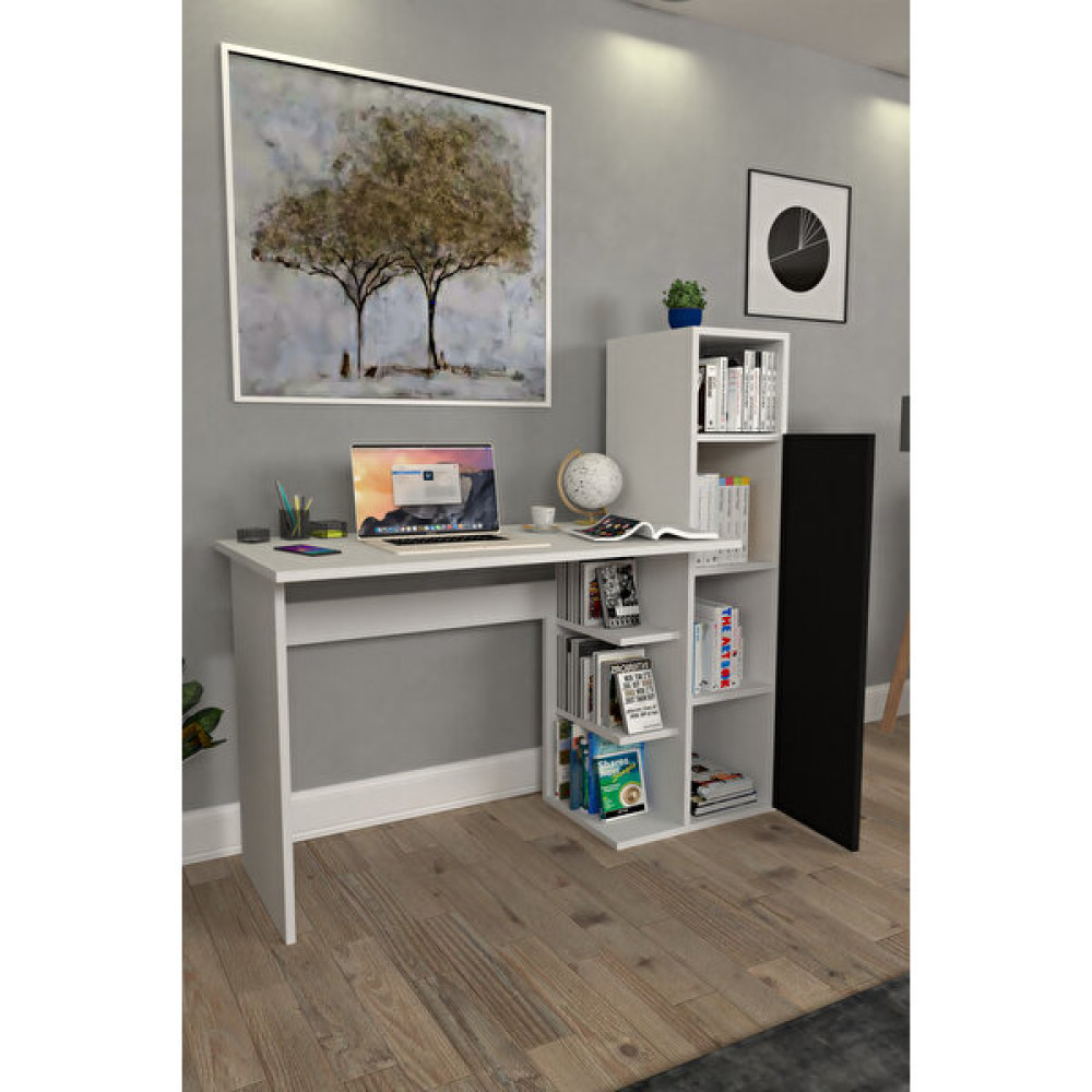 Moonlife Diamond Dolaplı Çalışma Masası Beyaz Siyah - Siyah - Beyaz - Y: 122 cm D: 45 cm G: 120 cm Çalışma Masası Fiyatı