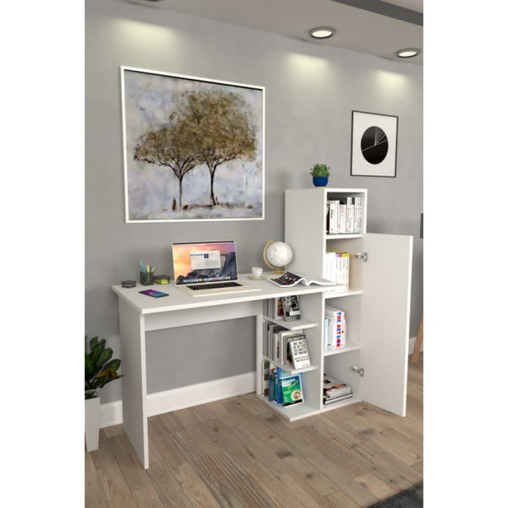 Moonlife Diamond Dolaplı Çalışma Masası Beyaz - Y: 122 cm D: 45 cm G: 120 cm Çalışma Masası Fiyatı