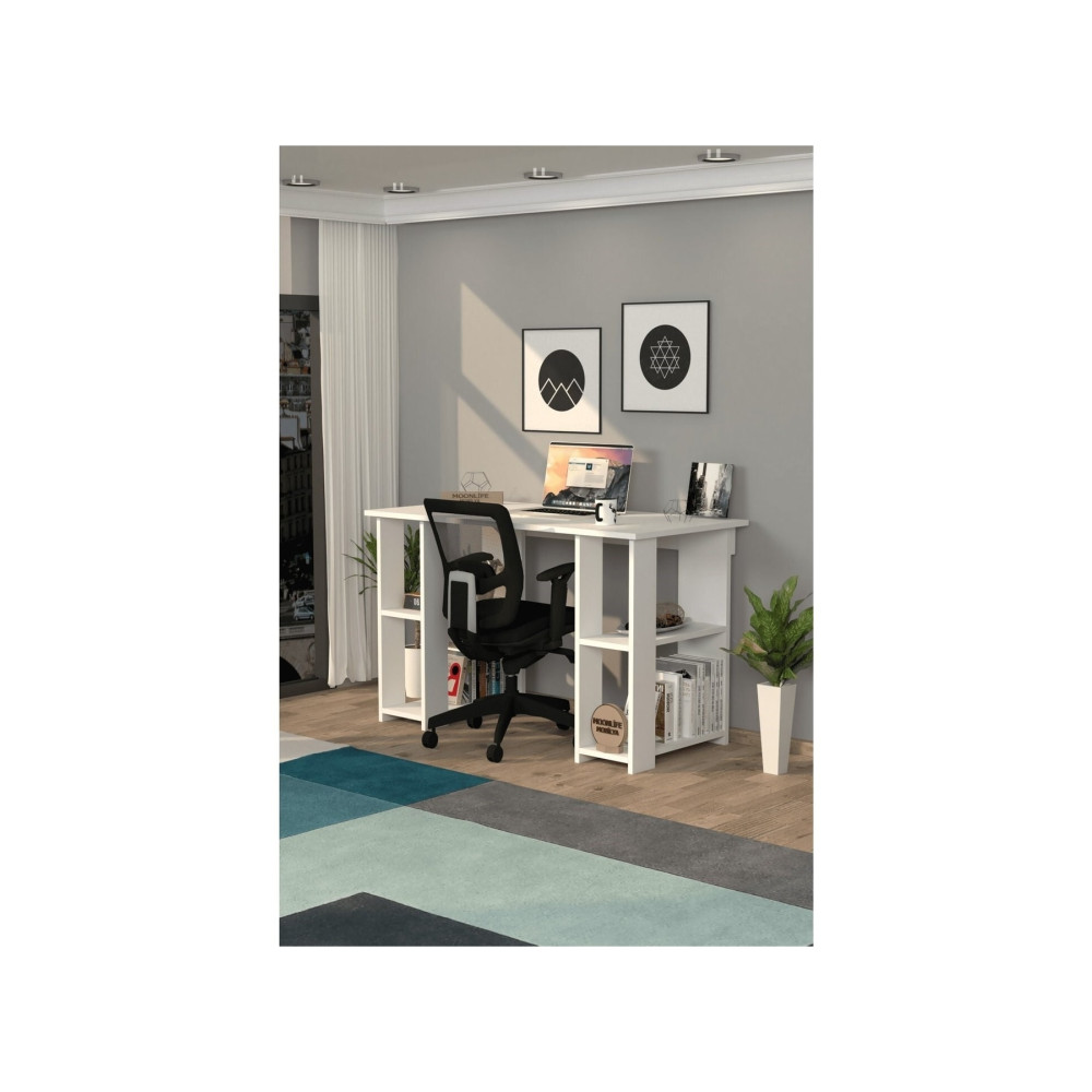 Moonlife Hipo Kitaplıklı Çalışma Masası Beyaz Çalışma Masası Fiyatı