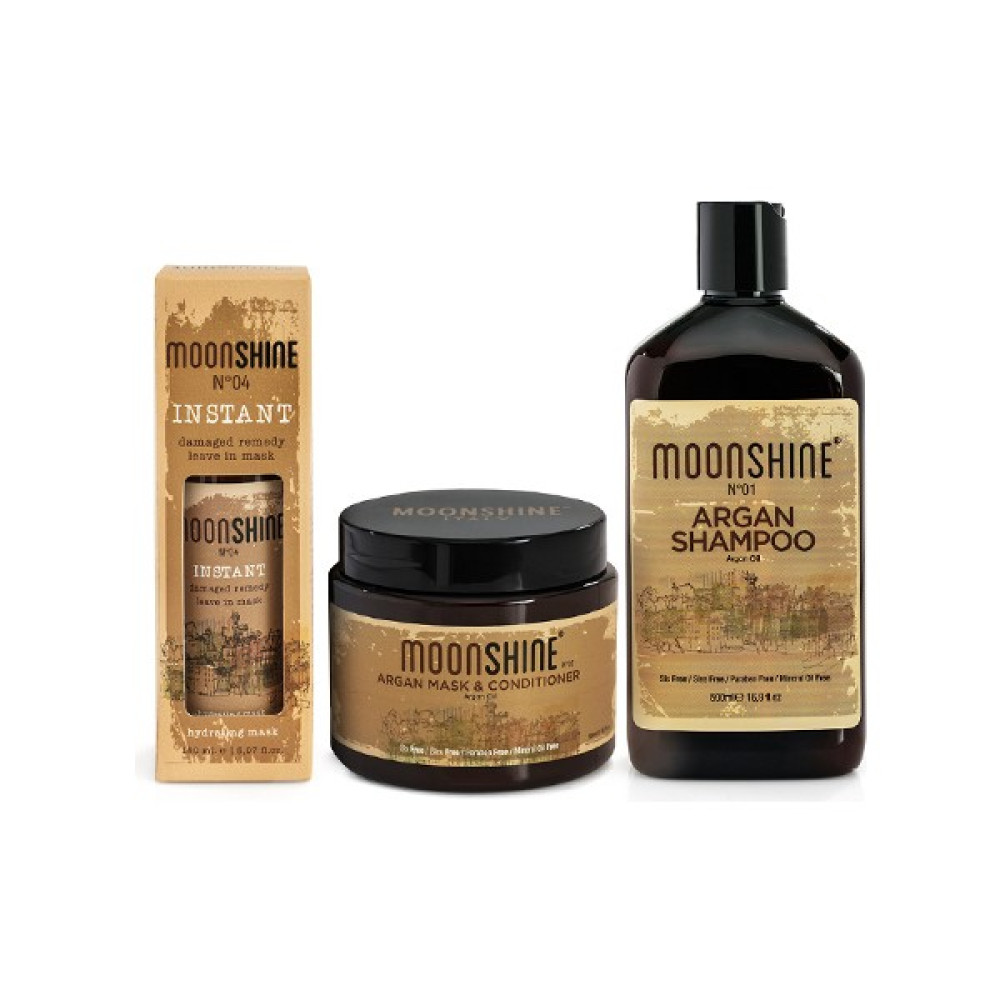 Moonshine Argan Onarıcı Set Argan Şampuan ve Argan Mask ve Conditioner Instant Durulanmayan Krem Oto Boyaları Fiyatı