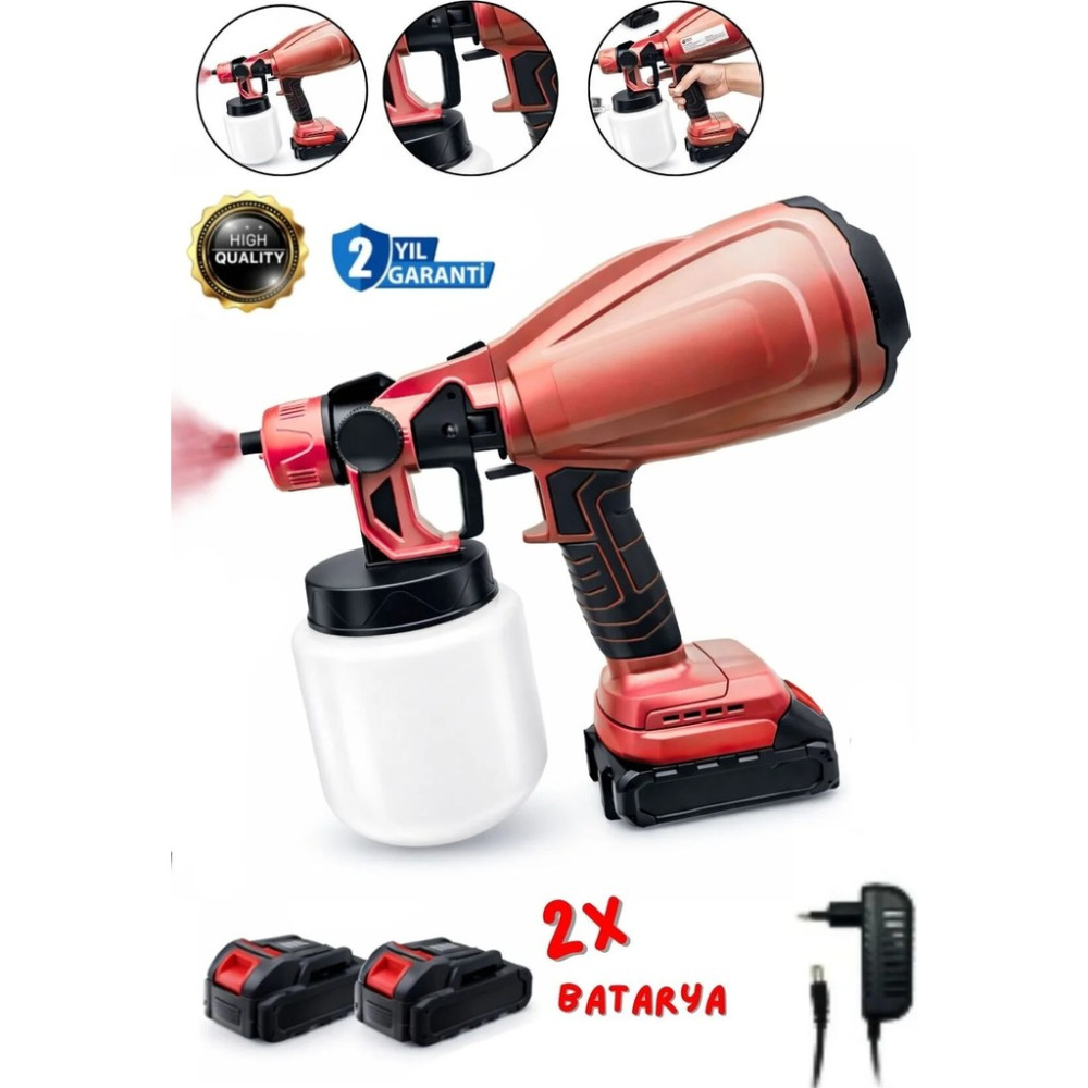 Moonshop 48V Çift Şarjlı Akülü Boya Tabancası Elektrikli Püskürtme Makinası 2 Yıl Garanti Boya Tabancası Fiyatı