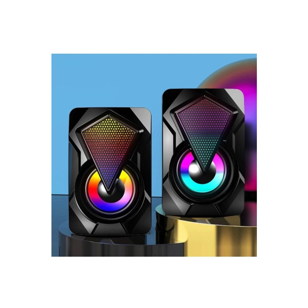 MOONSHOP Bilgisayar Hoparlörü Led Işıklı Rgb Laptop Pc Uyumlu 1+1 Speaker Bilgisayar Speaker Fiyatı