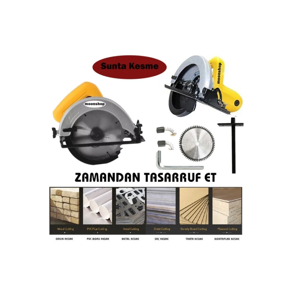 Moonshop Gercek 1050 Watt Daire Testere Sunta Kesme Makinesi Aci Ayarli 1 Adet Testere Hediyeli Testere Fiyatı