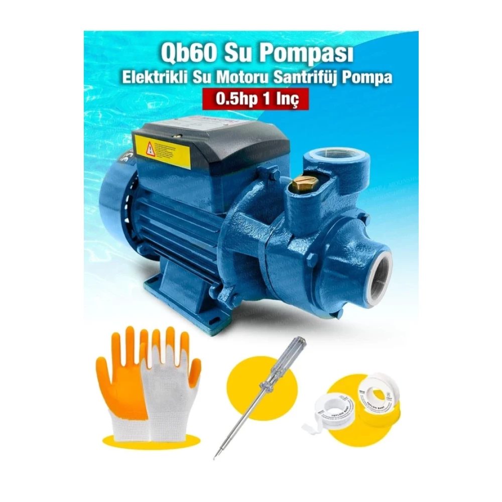 Moonshop Mavi Qb60 Elektrikli Su Motoru 0.5Hp 1 Inc Bahce Pompasi Su Pompasi 2 Yil Garaantili Urun Su Motoru Fiyatı