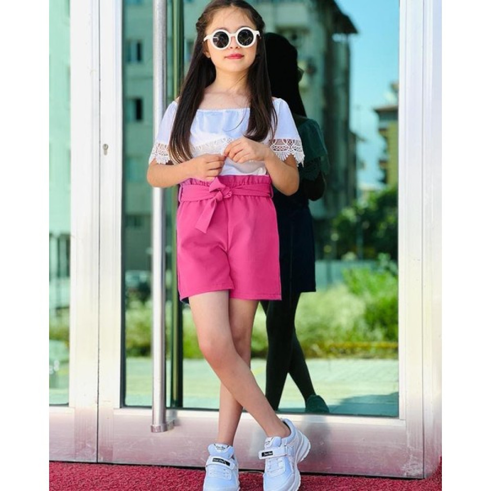 Moos Kids Kız Çocuk Açık Omuz Dantel Detaylı Yazlık Şortlu Takım Kız Çocuk Giyim Takımı Fiyatı
