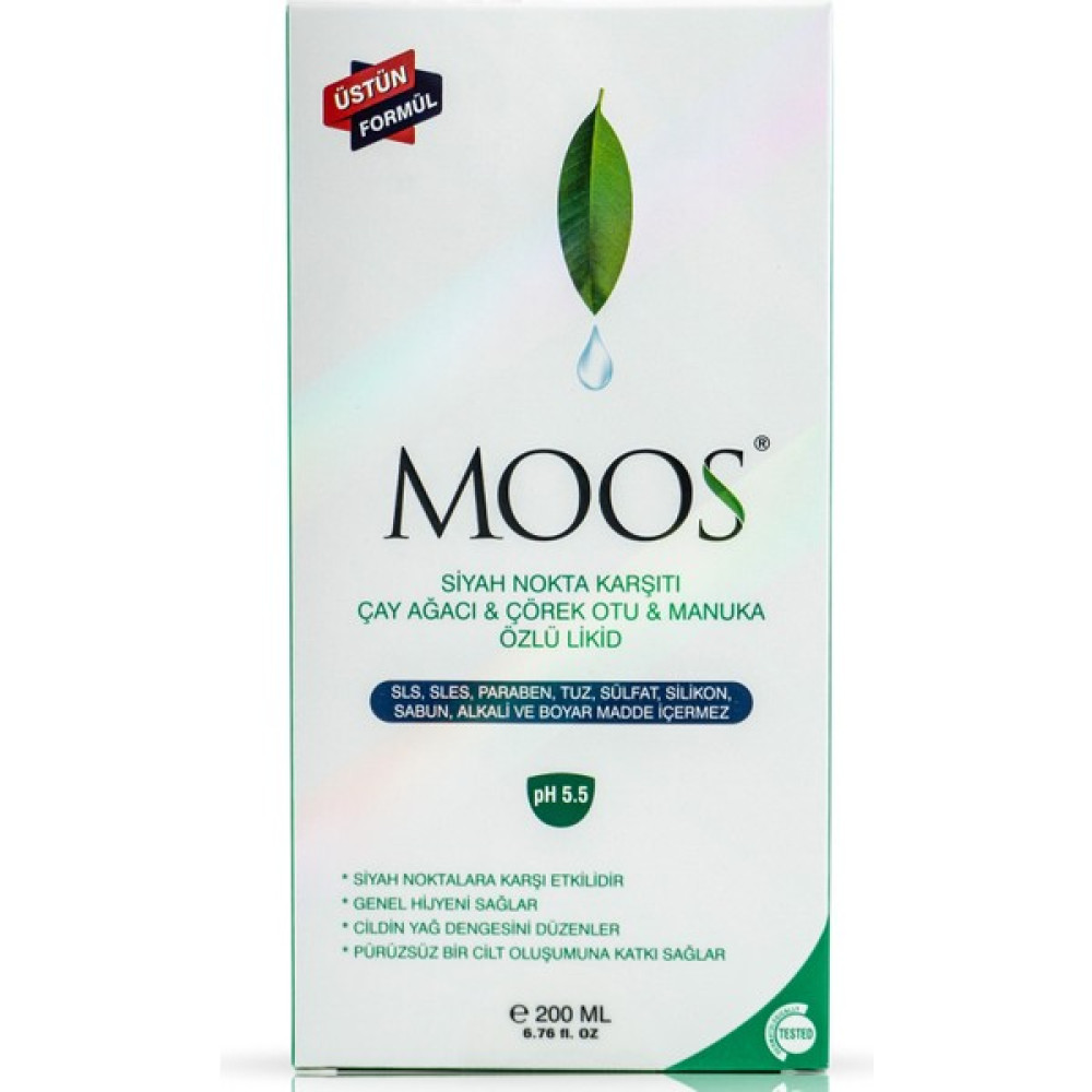 Moos Siyah Nokta Karşıtı Çay Ağacı & Çörek Otu & Manuka Özlü Tuzsuz Sülfatsız Likit 200 ML. Nemlendiriciler Fiyatı