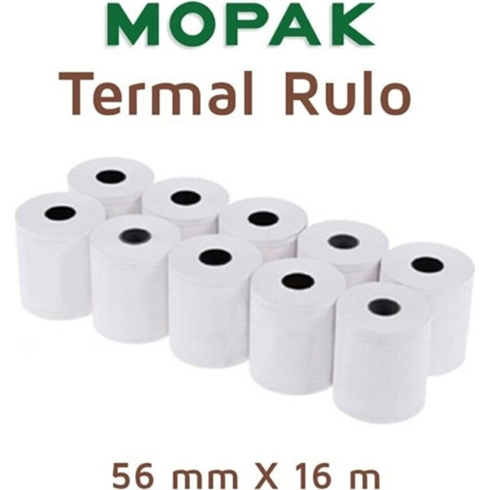 Mopak 56 mm x 16 mt Termal Pos Yazarkasa Kağıdı 5 Paket 50 Rulo Ofis Malzemeleri Fiyatı