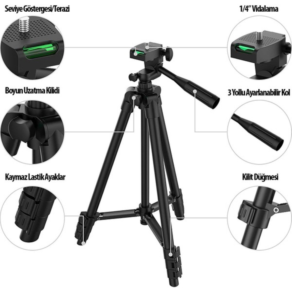 Mopal 102CM Kamera Telefon Youtuber Tripodu 3120 Tripod Monopod - Telefon Tutucu Tripod - Beyaz Tripodlar Fiyatı