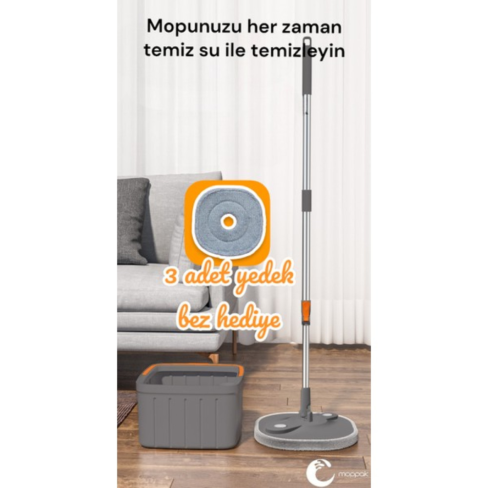 Moppak Mop Temizlik Seti Temiz&kirli Su Ayrımı Mikrofiber Kare Başlık 1 Yedek Bez Hediye Temizlik Malzemeleri Fiyatı