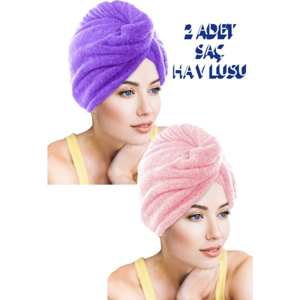 Mor 2 Adet Kalın Mikrofiber 2 Düğmeli Saç Havlusu Saç Bonesi Banyo Deniz ve Havuz Sonrası Plaj T3 2 Duş Seti Fiyatı