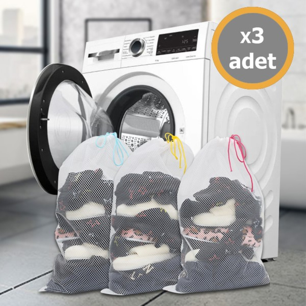 Mor Bebe 3 Adet Lüx Çamaşır Yıkama Filesi Renkli Ipli 40X60 cm (Büyük Boy) Bebek Kirli Torbası Fiyatı