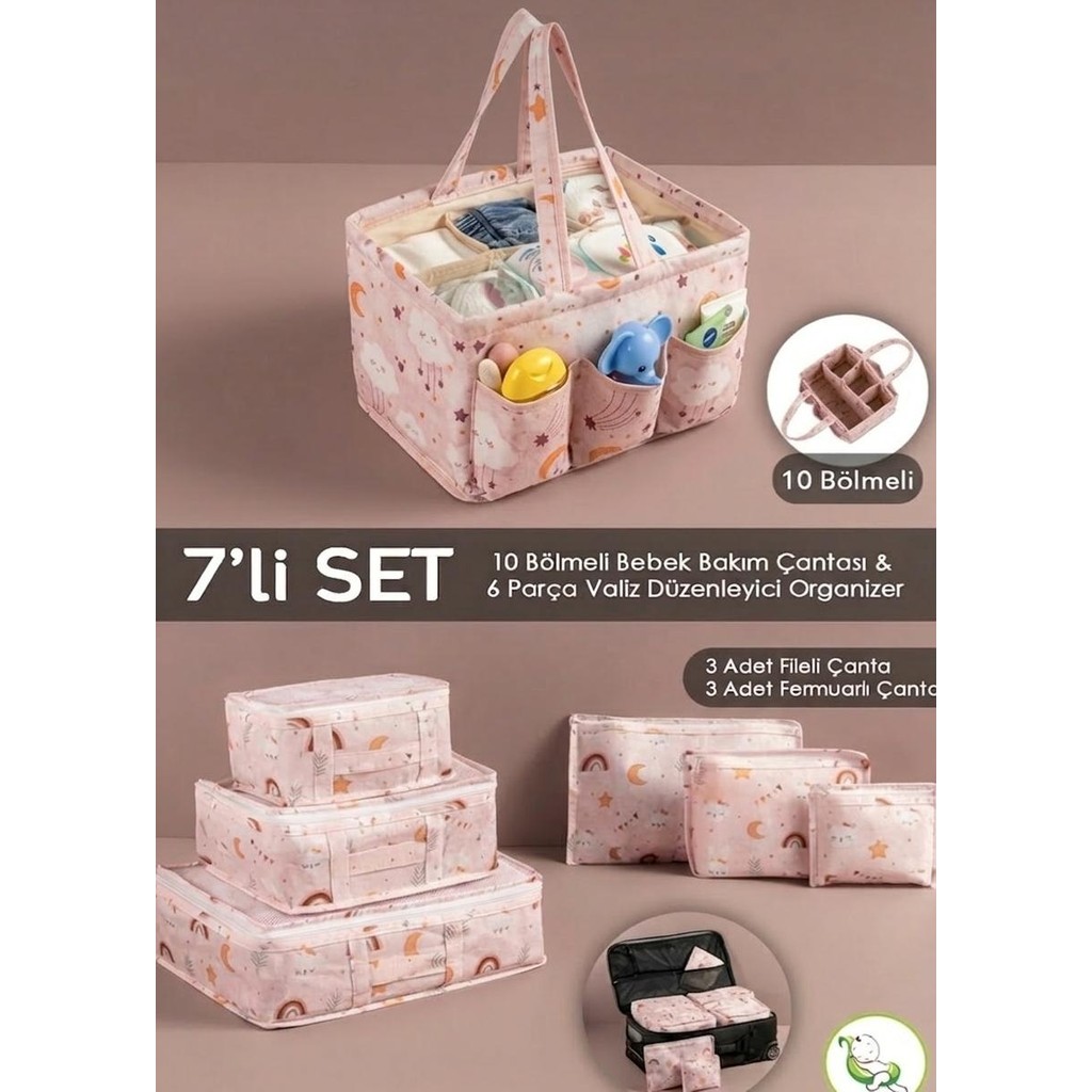 Mor Bebe 7li Set I 6'lı Set Desenli Bavul Valiz Içi Çok Amaçlı Organizer I Taşınabilir Bakım Çantası 2 Li Set Bavul / Valiz Fiyatı