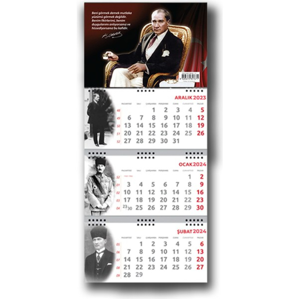 Mor Kelebek 2024 Atatürk Asil Duvar Takvimi Takvim Fiyatı