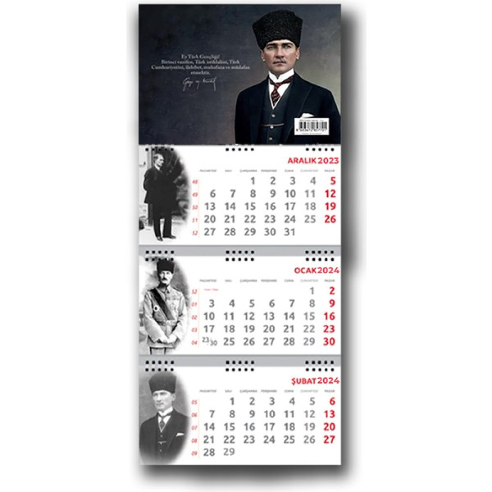 Mor Kelebek 2024 Atatürk Gazi Duvar Takvimi Takvim Fiyatı