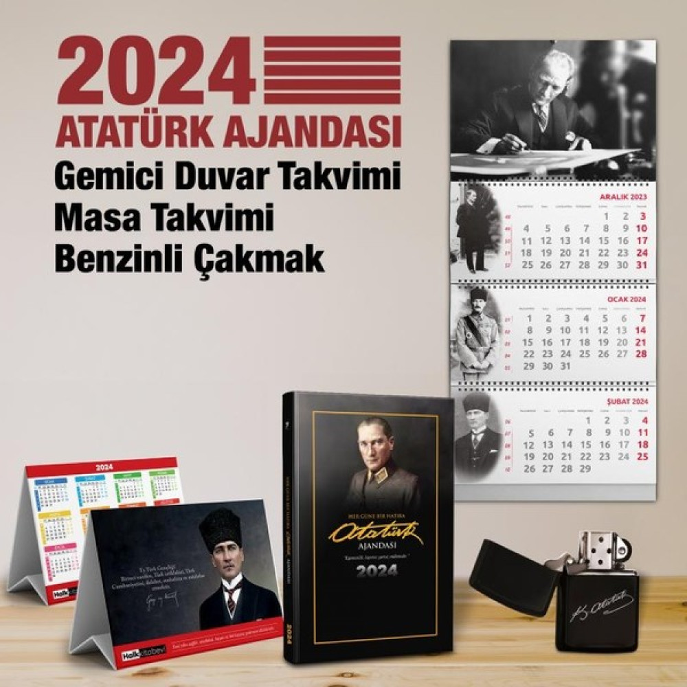 Mor Kelebek 2024 Atatürk Önder Ajanda - Imza Duvar Takvimi - Benzinli Çakmak - Masa Takvimi Takvim Fiyatı