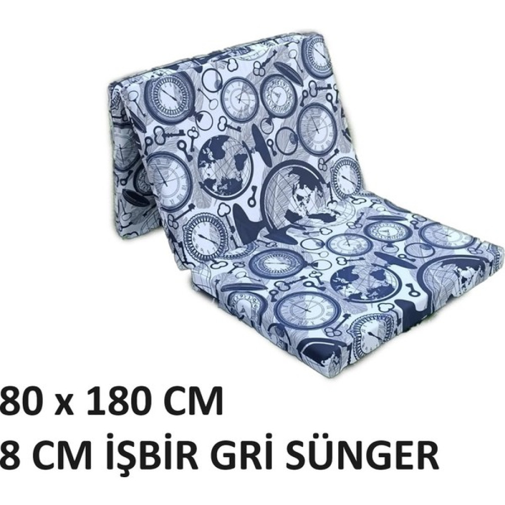 Mor Minder Katlanır Yer Yatağı Tek Kişilik Sünger Katlanır Yatak 80X180 cm 8 cm Gri Kalın Sünger Saatmodel - 80 x 180 cm Yatak Fiyatı