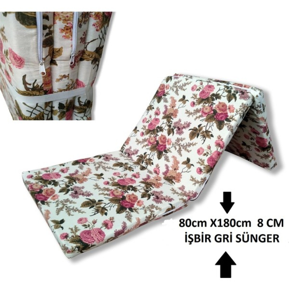 Mor Minder Katlanır Yer Yatağı ve Tek Kişilik Sünger Katlanır Minder Yatak 80X180 cm Sünger 8 cm Ingiliz Gülü - 80 x 180 cm Yatak Fiyatı