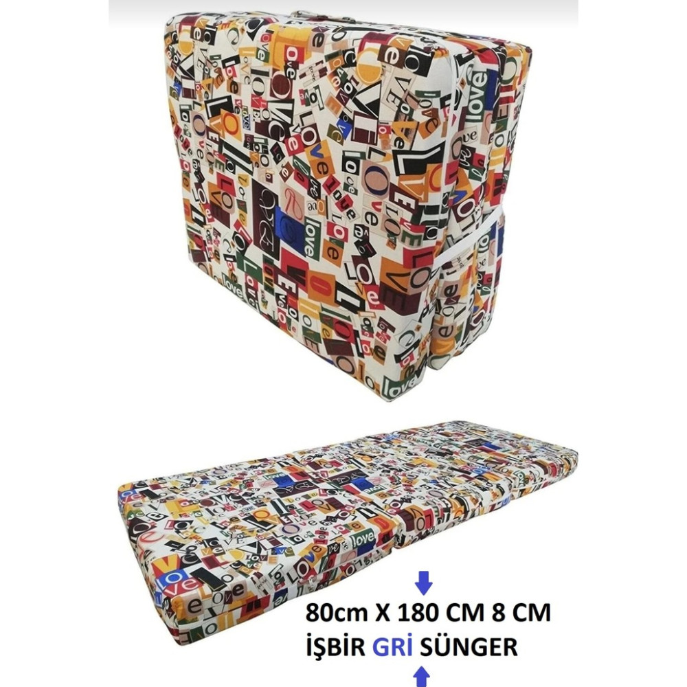 Mor Minder Katlanır Yer Yatağı ve Tek Kişilik Sünger Katlanır Yatak 80X180 cm Sünger 8 cm Love Desen - 80 x 180 cm Yatak Fiyatı