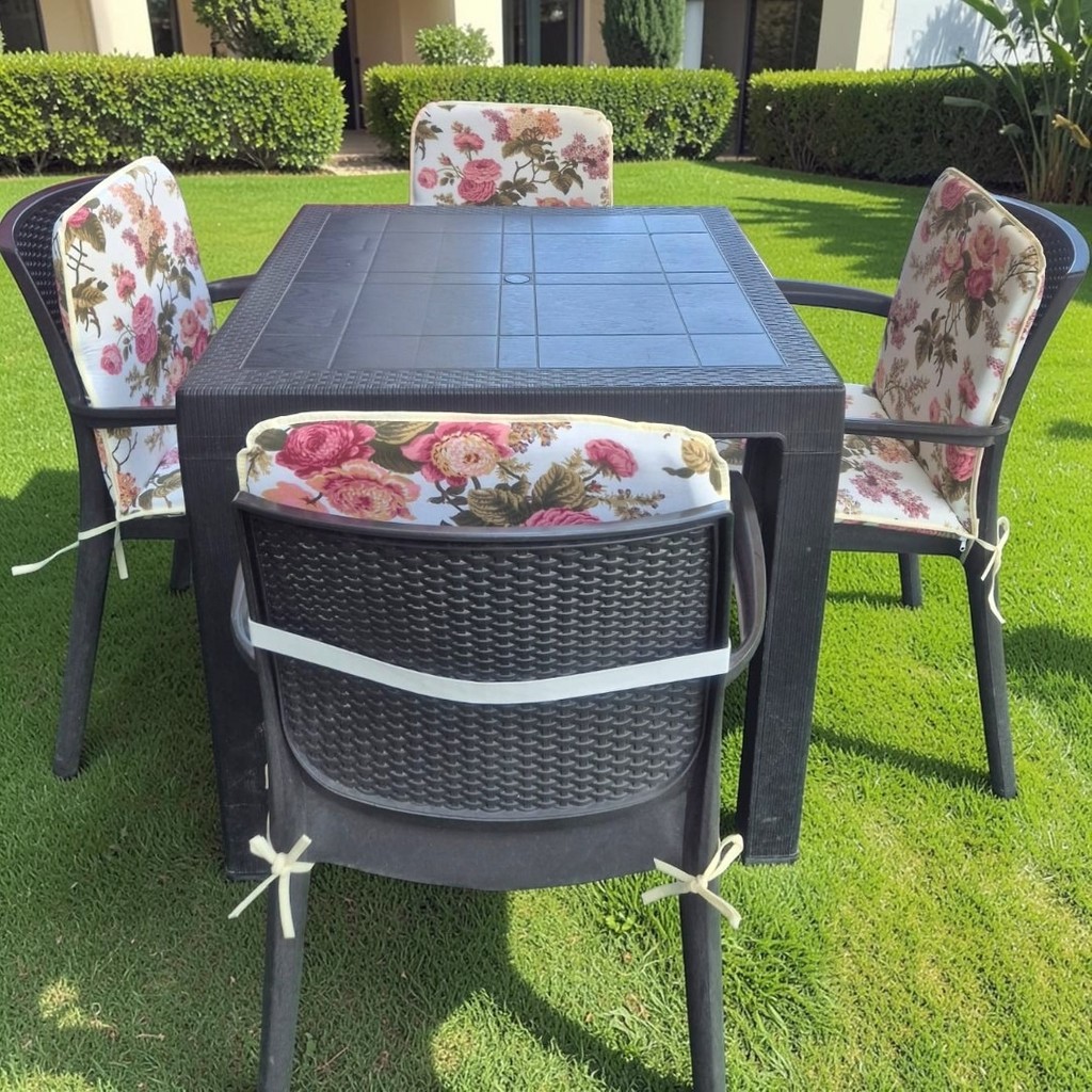Mor Minder Sandalye Minderi Fermuarlı Lastikli 6'lı Ingiliz Gülü Desen 4 cm Sünger Alt 42X42 Sırt 42X42 - Çok Renkli - 42 X 42 Standart Sandalye Fiyatı