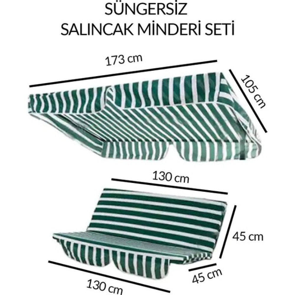 Mor Minder Süngersiz Salıncak Minder Seti Tenteli Salıncak Kumaş Seti 2 Kişilik Süngersiz - Yeşil - Beyaz Bahçe Salıncağı Fiyatı