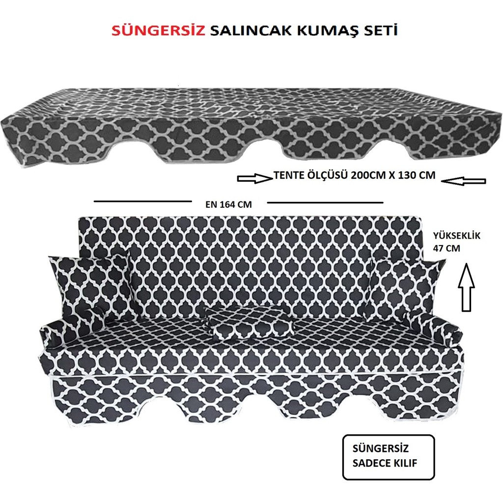 Mor Minder Süngersiz Tenteli Salıncak Kumaş Seti 3 Kişilik Süngersiz 164X47 cm Karaçatı Model Diğer Fiyatı