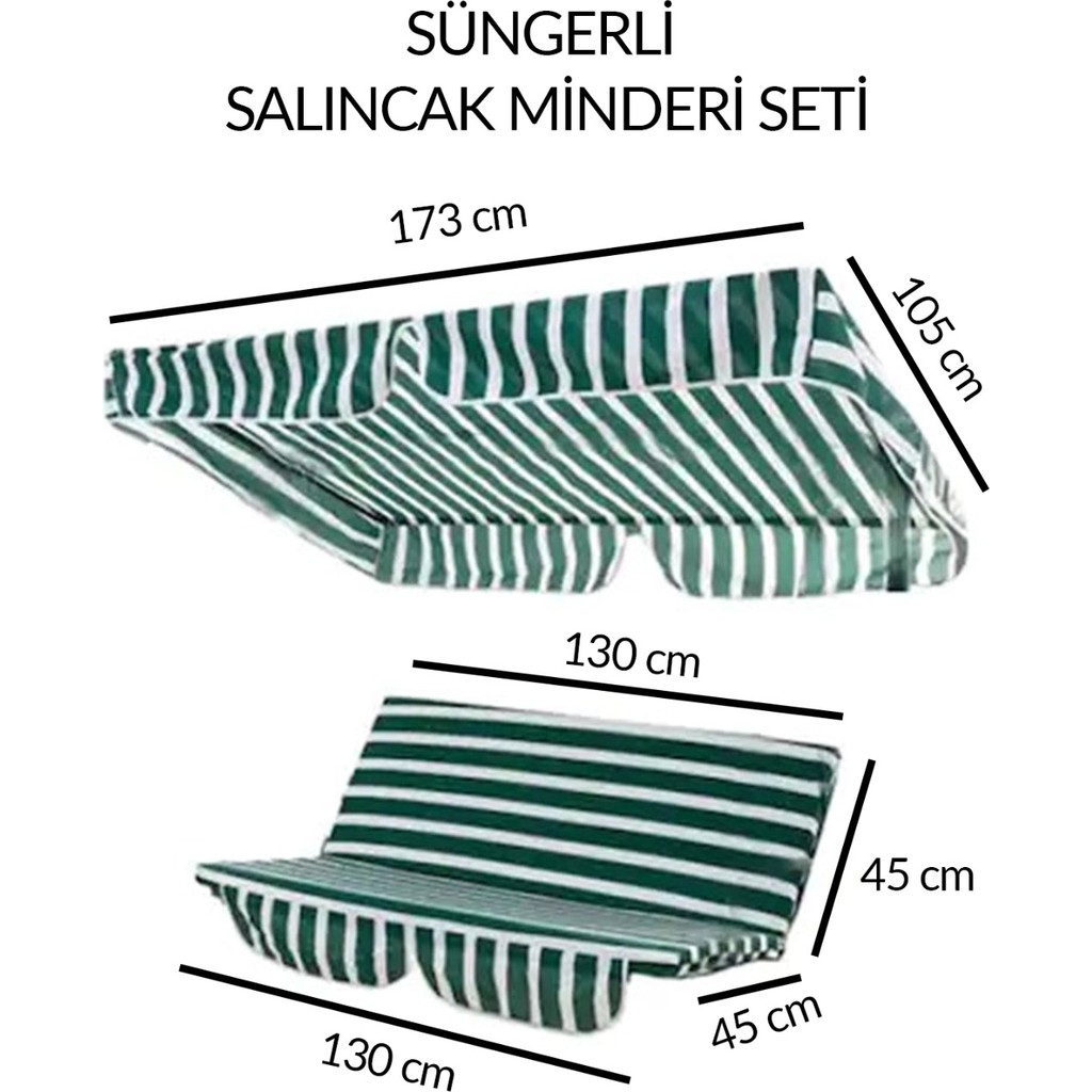 Mor Minder Tenteli Salıncak Minder Seti Yeşil Beyaz 2 Kişilik Süngerli Işbir Gri Sünger - Beyaz - Yeşil Diğer Fiyatı
