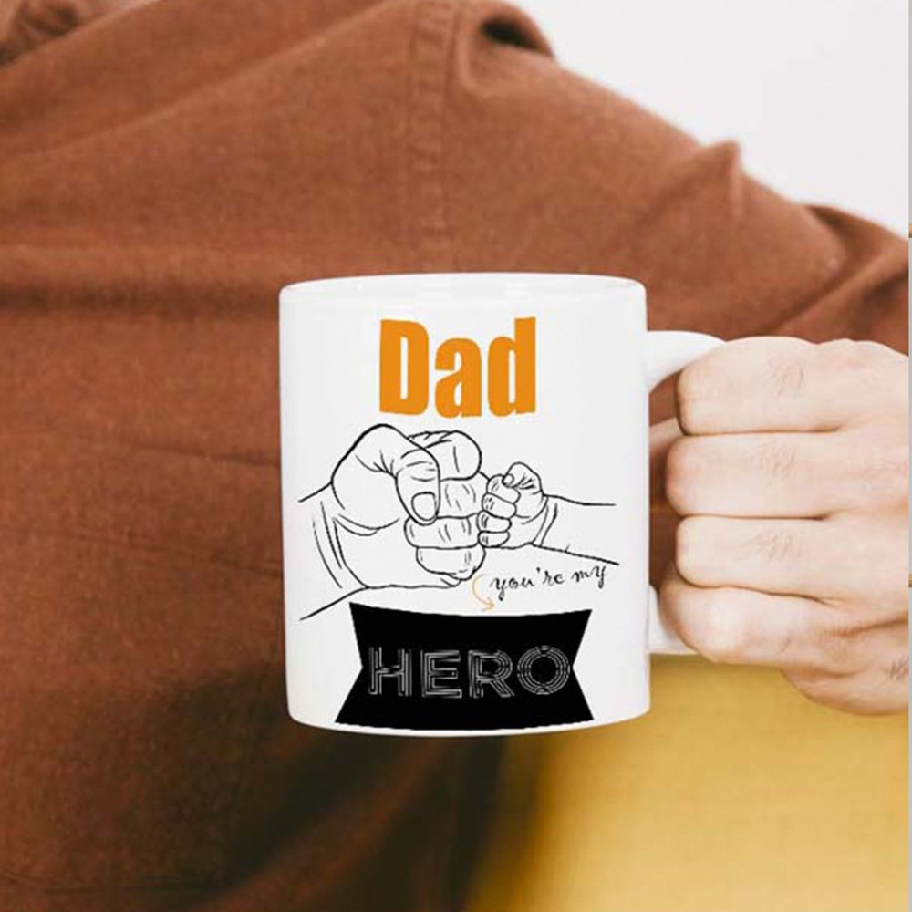 Mor Mürekkep Dad Hero Baskılı Babalar Günü Kupa - Beyaz Fincan / Bardak / Kahve Takımı Fiyatı