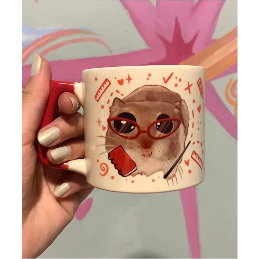 Mor Mürekkep Sad Hamster Meslek Öğretmen Kupa Bardak Fincan - Kırmızı Fincan / Bardak / Kahve Takımı Fiyatı