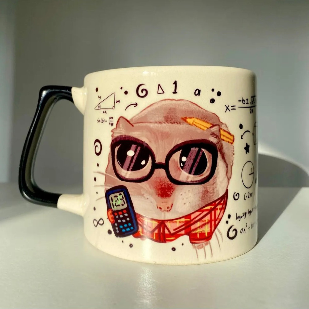 Mor Mürekkep Sad Üzgün Hamster - Meslek: Matematikçi (Mathematician) Kupa Bardak Fincan - Siyah Fincan / Bardak / Kahve Takımı Fiyatı