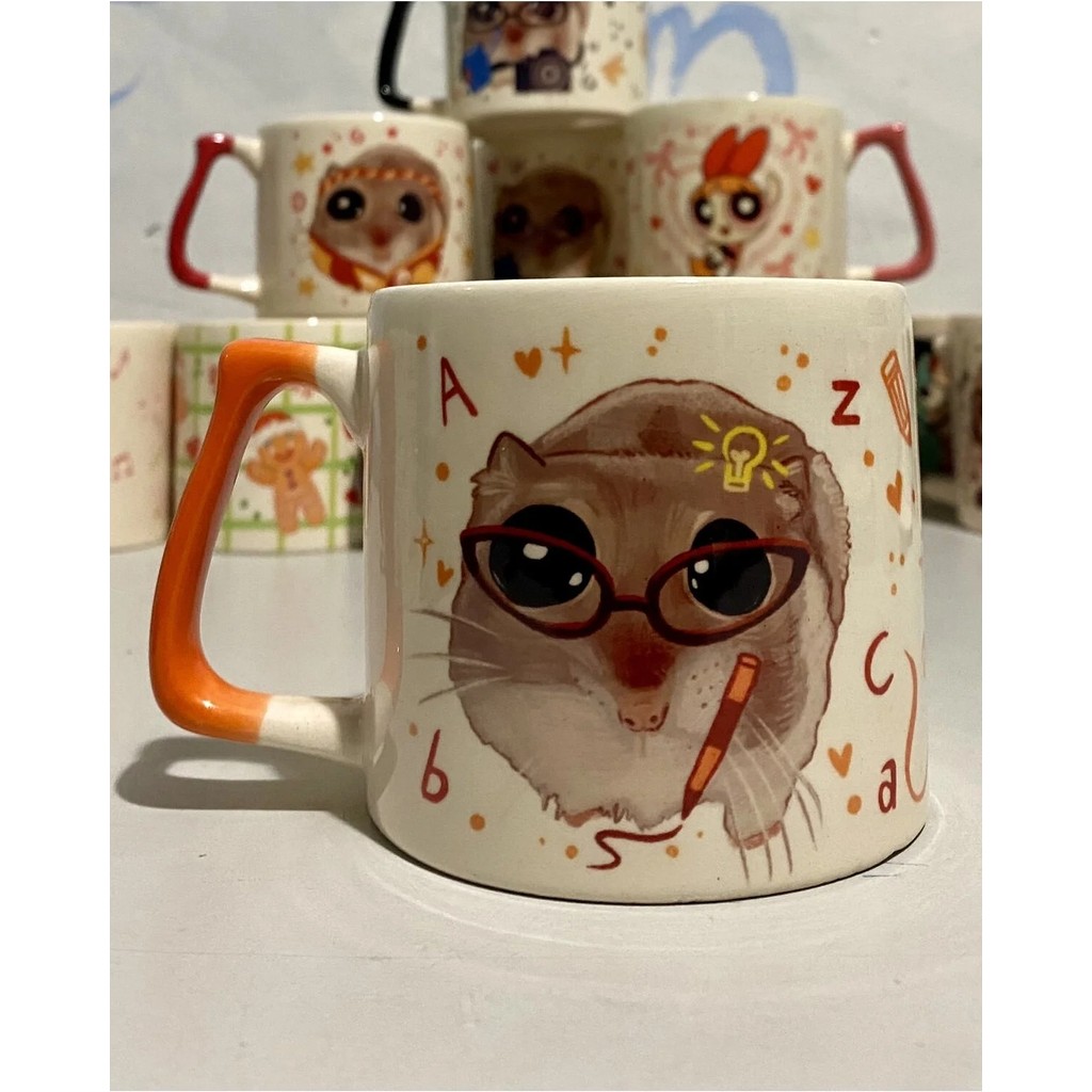 Mor Mürekkep Sad Üzgün Hamster - Meslek: Yazar (Writer) Kupa Bardak Fincan - Turuncu Fincan / Bardak / Kahve Takımı Fiyatı