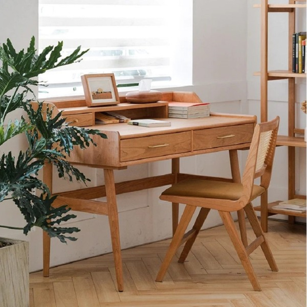 Mor Salkım Ahşap Mor Salkım Kanabo Çalışma Masası - 120 x 60 x 90cm - Açık Ceviz Çalışma Masası Fiyatı