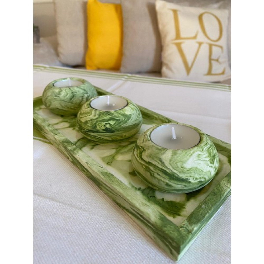 Mor Villa El Yapımı 3'lü Beton Tabaklı Beton Mumluk Set Beton Tealight Set Mumlar Dahildir Şamdan Fiyatı
