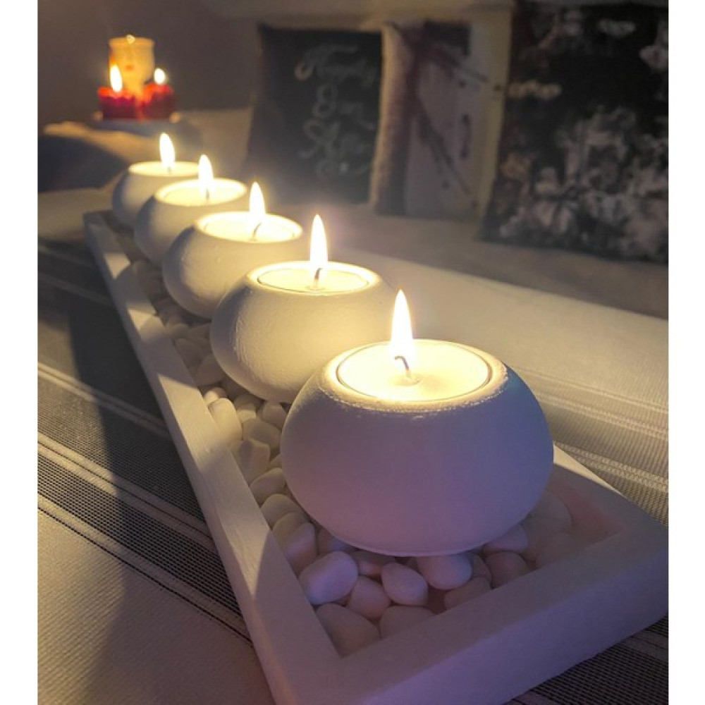 Mor Villa El Yapımı 5'li Beton Tabaklı Beton Mumluk Set Beton Tealight Set Taşlar ve Mumlar Dahildir. Şamdan Fiyatı