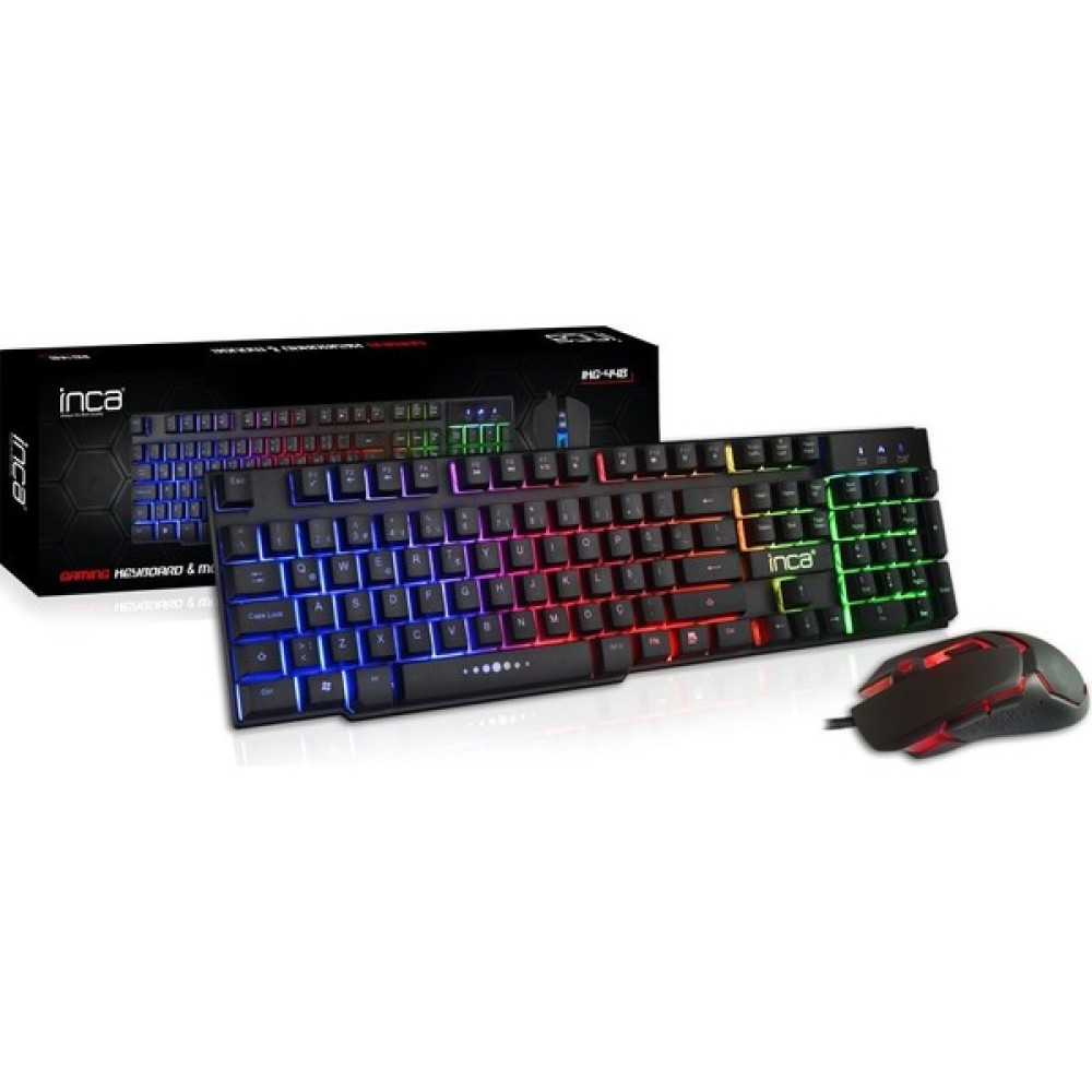 Moraksesuar Inca Klavye Mouse Seti Kablolu USB Gaming Oyuncu Rgb Set IKG-448 Siyah Klavye - Mouse Fiyatı