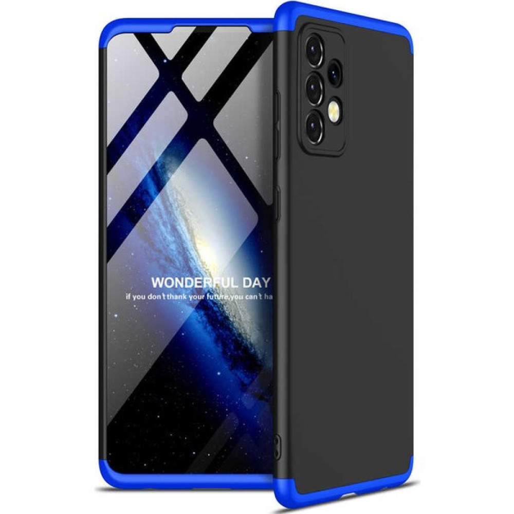 Moraksesuar Samsung Galaxy A72 Kılıf 360 Tam Koruma Zore Ays Kapak 3 Parça Slim Fit Siyah-Mavi - Siyah - Mavi Cep Telefonu Kılıfı Fiyatı