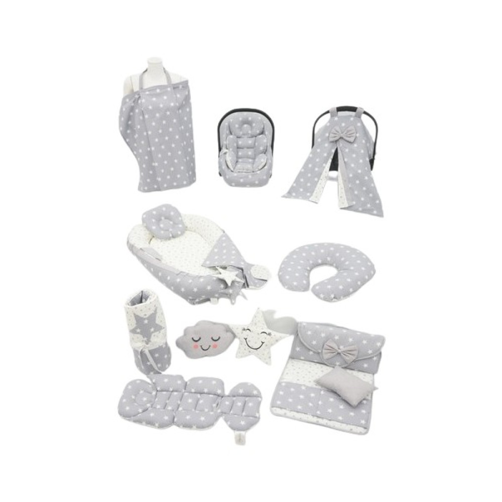 Mordesign Babynest Yatak + Yastık + Pike + Ortopedik Minder + Emzirme ve Puset Aksesuarları Komple Set - Gri Ana Kucağı ve Oto Koltuğu Fiyatı