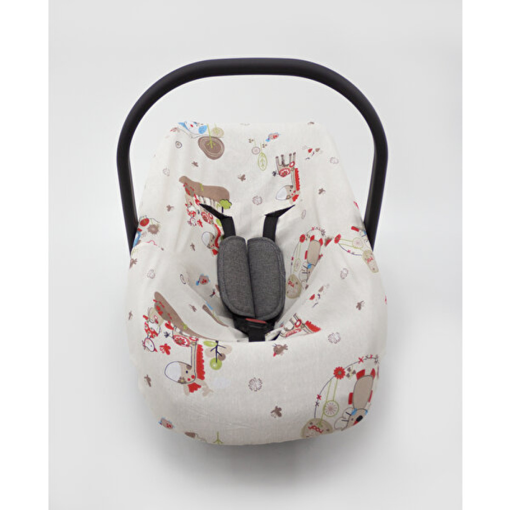 mordesign Bebek Puset Çarşafı, %100 Pamuklu Kumaş, Animal Serisi - Krem Rengi - 0 - 13 kg Bebek Oto Koltuğu Fiyatı