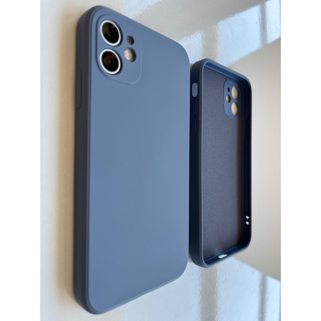 More Gsm iPhone 11 Uyumlu Logosuz Köseli Kalıp 12 Görünümlü Lansman Içi Süet Silikon Kılıf - Jean Mavi Diğer Fiyatı