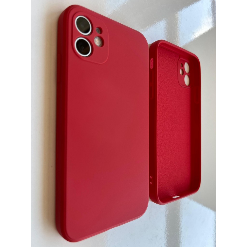 More Gsm iPhone 11 Uyumlu Logosuz Köseli Kalıp 12 Görünümlü Lansman Içi Süet Silikon Kılıf - Kırmızı Diğer Fiyatı