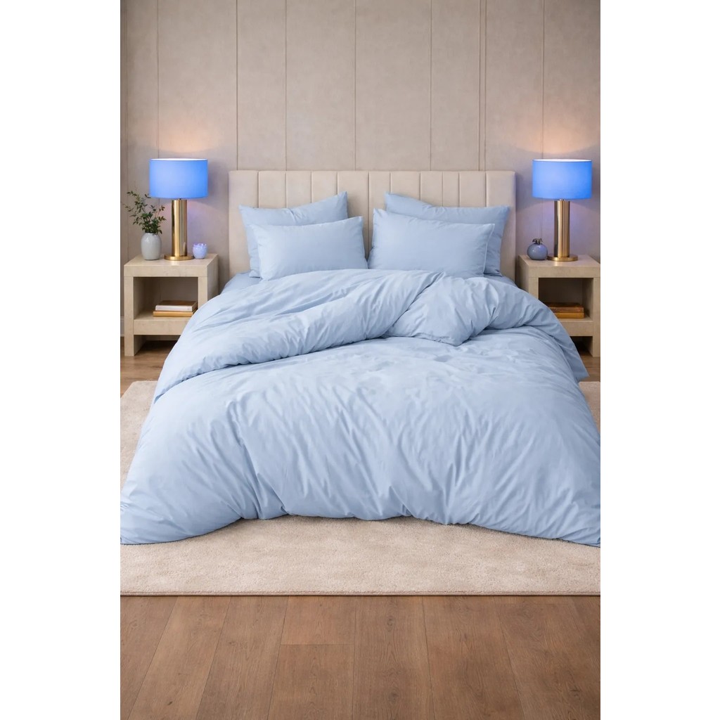 More Home Çift Kişilik Nevresim Takımı Lastikli Çarşaflı Mavi - 200 x 220 cm - Açık Mavi Nevresim Takımı Fiyatı