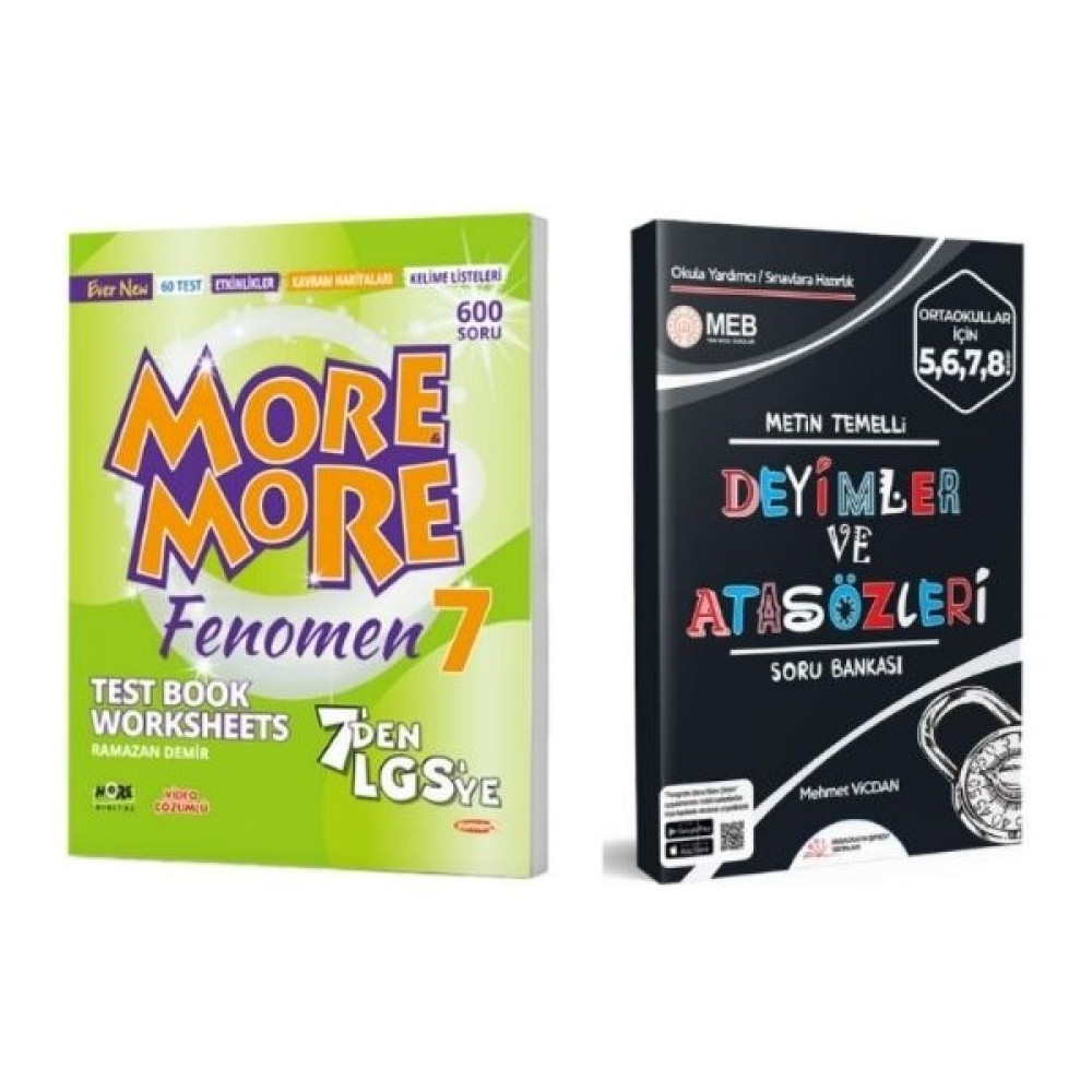 More & More 7 Fenomen Test Book Worksheets + Deyimler ve Atasözleri Soru Bankası Yabancı Dil Öğretici Kitaplar ve Eğitim Setleri Fiyatı