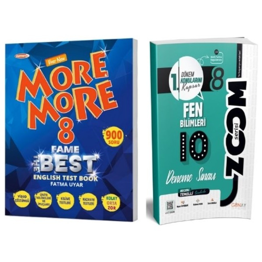 More & More More And More 8. Sınıf Fame Fenomen English Test Book + 8 Fen Bilgisi 10’lu Branş Denemeler 1. Dönem Yabancı Dil Öğretici Kitaplar ve Eğitim Setleri Fiyatı