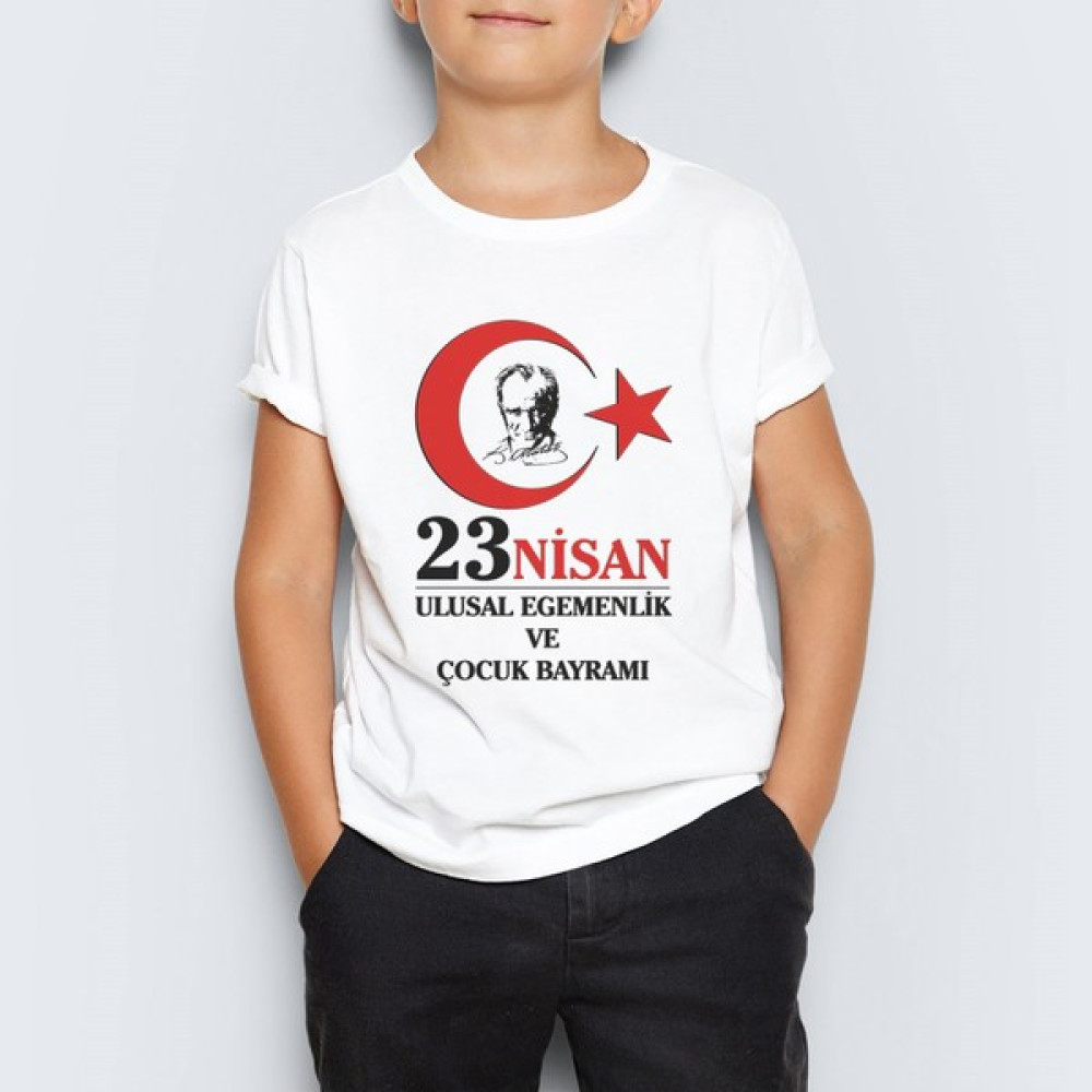 Morinna 23 Nisan Atatürk Baskılı Unisex Çocuk Tişört T-Shirt Mr-07 Erkek Çocuk T-shirt Fiyatı