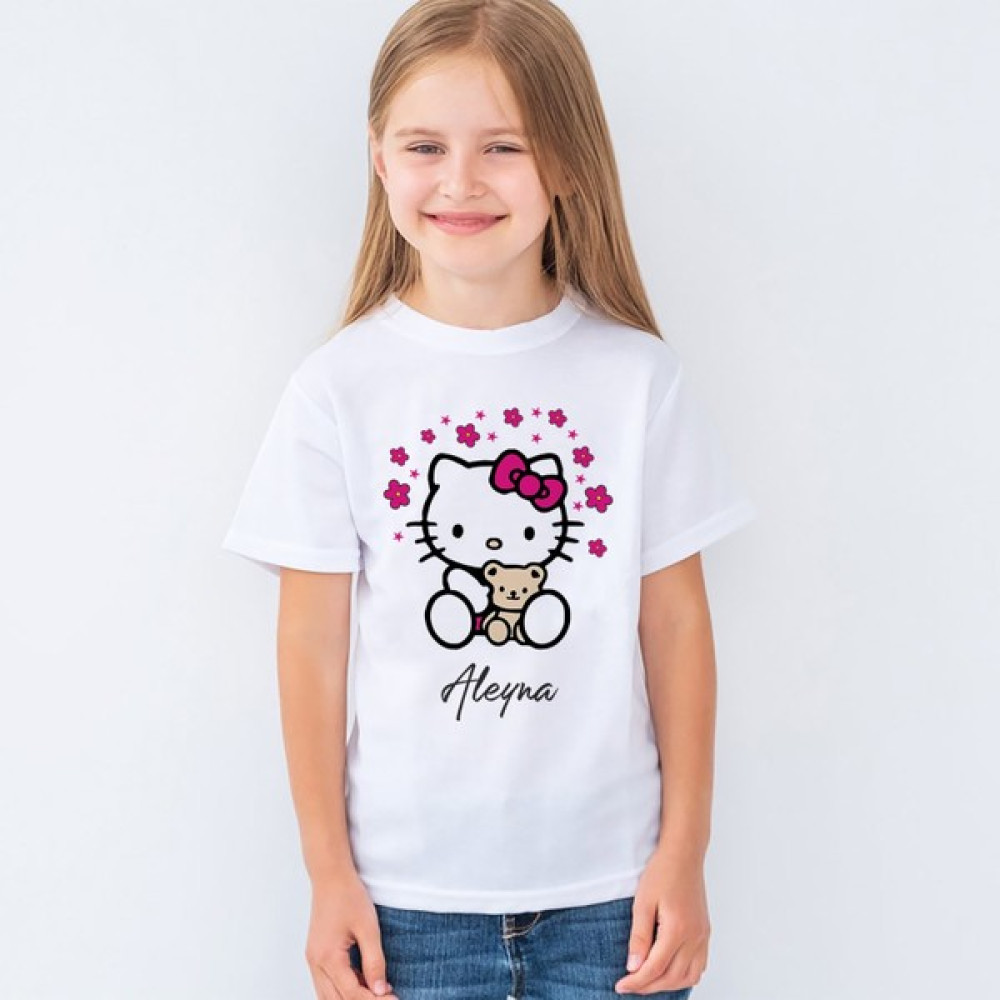 Morinna Kişiye Isme Özel Hello Kitty Baskılı Çocuk Tişört T-Shirt Mr-01 Kız Çocuk T-shirt Fiyatı