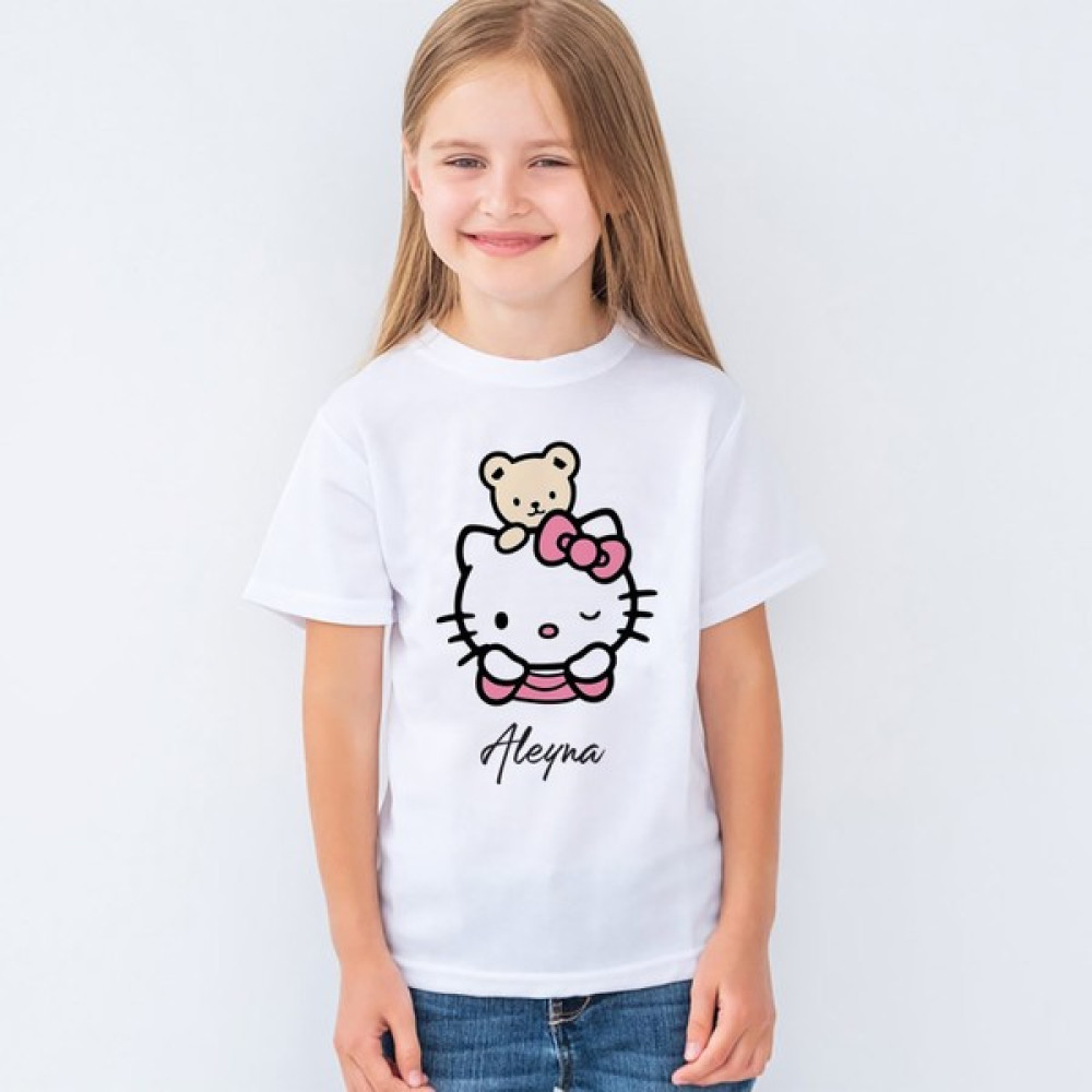 Morinna Kişiye Isme Özel Hello Kitty Baskılı Çocuk Tişört T-Shirt Mr-02 Kız Çocuk T-shirt Fiyatı