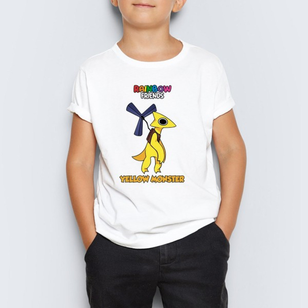 Morinna Rainbow Friends Yellow Monster Baskılı Unisex Çocuk Tişört T-Shirt Mr-13 Erkek Çocuk T-shirt Fiyatı