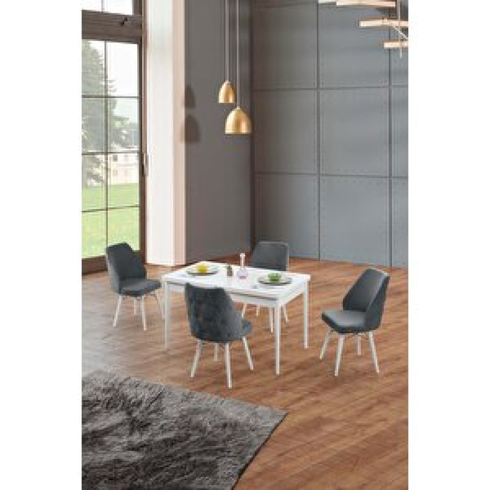 Morkese Home Consept Milayd Beyaz 80x130 Açılabilir 4 Kişilik 1.sınıf Babyface Kumaş Lüx Mutfak Masası Takımı Antrasit Yemek & Mutfak Masası Fiyatı